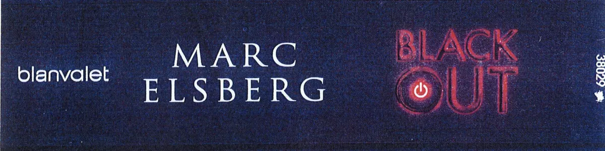 Buchrücken (quer gelegt): „blanvalet“, „MARC ELSBERG“, Schriftzug „BLACK OUT“ mit Ein/Aus-Symbol, „38029“